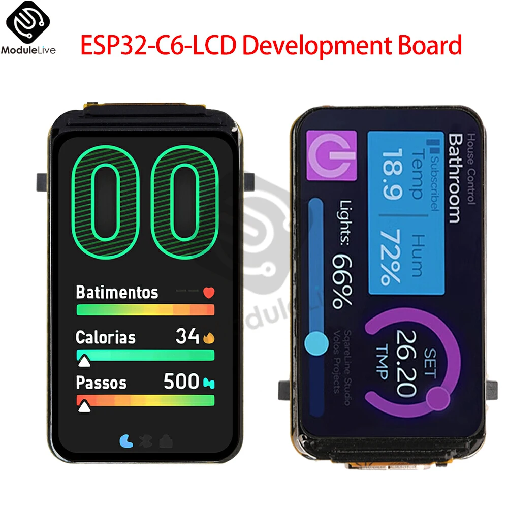 ESP32-C6 1.47inch Development Board Module USB Type-C LCD Display Microcontroller 172×320 Support WiFi 6 Bluetooth ESP32 DIY Kit