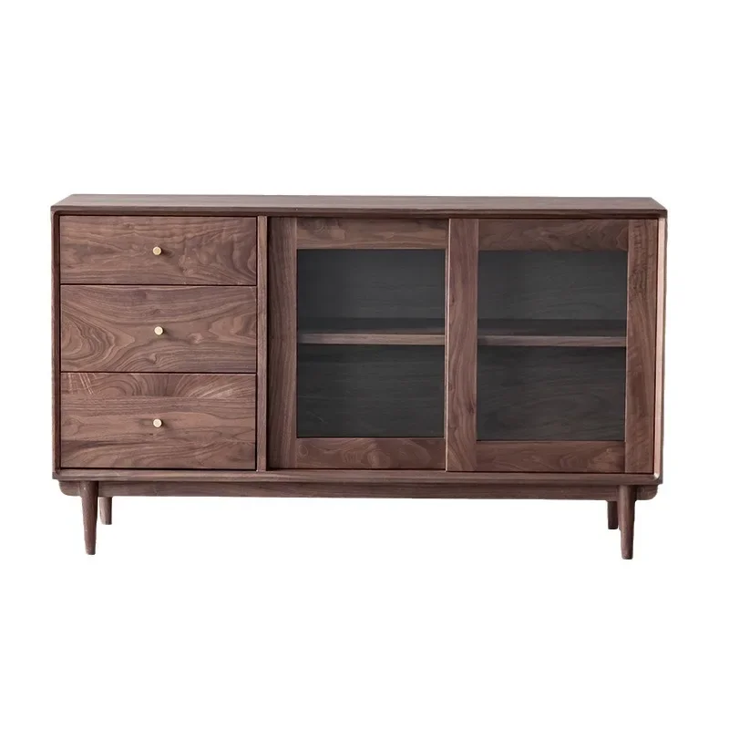 Modern and simple North American black walnut side cabinets, home restaurant lockers, Nordic log storage cabinets