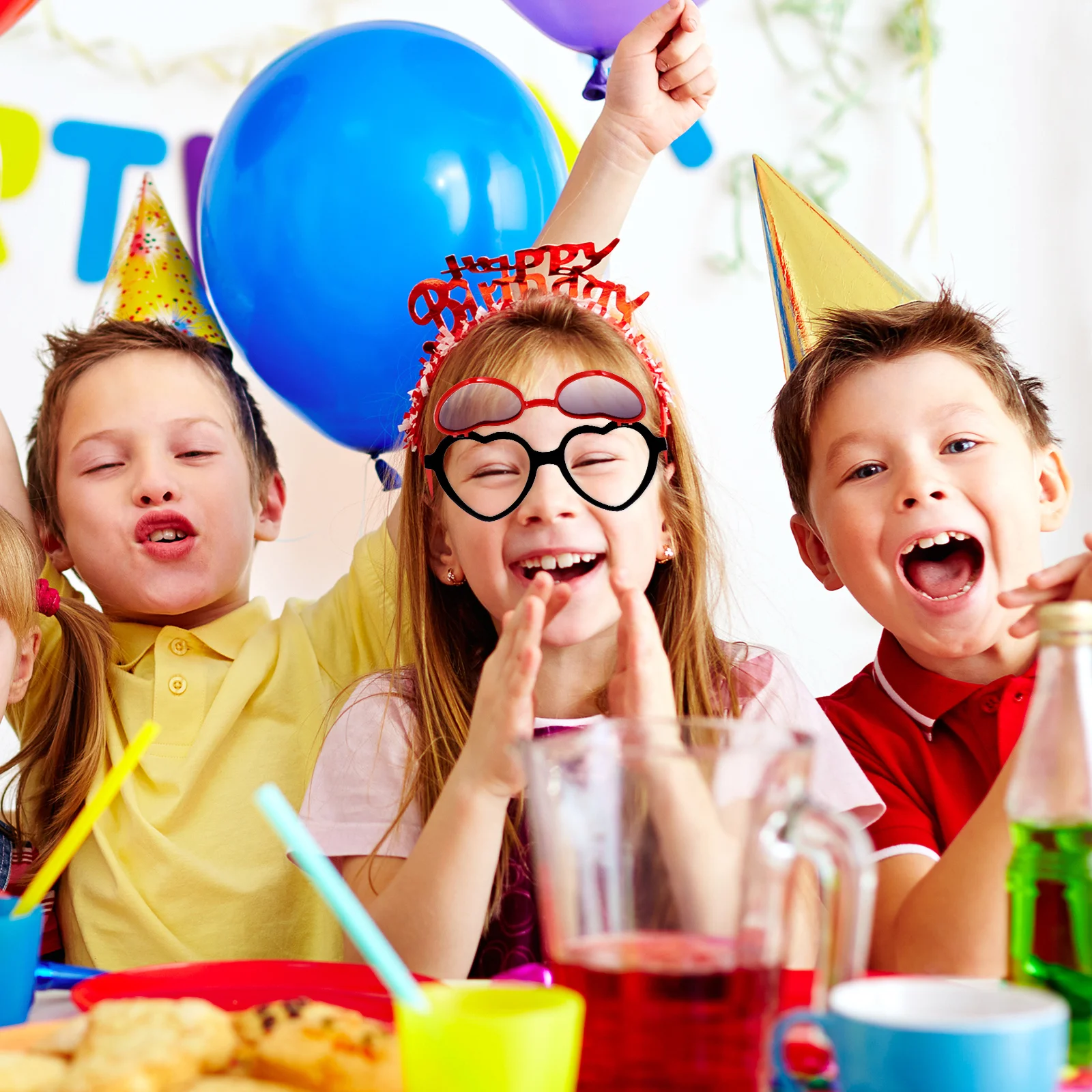 

1Pair Kid Up Glasses Vibrant Colors Durable Safe Use Adorable Cartoon Sunglasses for Camping Picnic Hiking Children Glasses