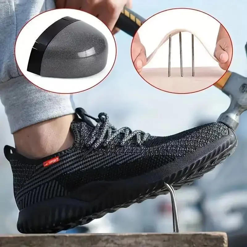 Zapatillas indestructibles con punta de acero para hombre y mujer, zapatos de seguridad para el trabajo, con diseño moderno, a prueba de perforaciones, transpirables y ligeros, modelo Ryder