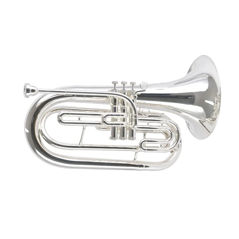 

Professional Marching Series 3 Piston Valves Bb key Silver Plated Marching Baritone