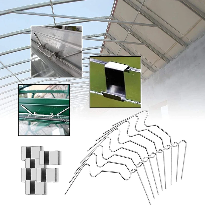 50/100Pcs Greenhouse Glass Clips Set Stainless Steel Greenhouse Clips for Glass W Clips and Z Clips Greenhouse Accessories Kit