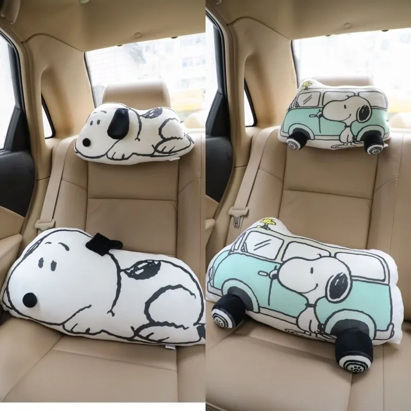 Cartoon Snoopy Kawaii Car Headrest Waist Rest Office Pillow Sofa Cushion Bedside Backrest Waist Cushion Children's Toy Gift