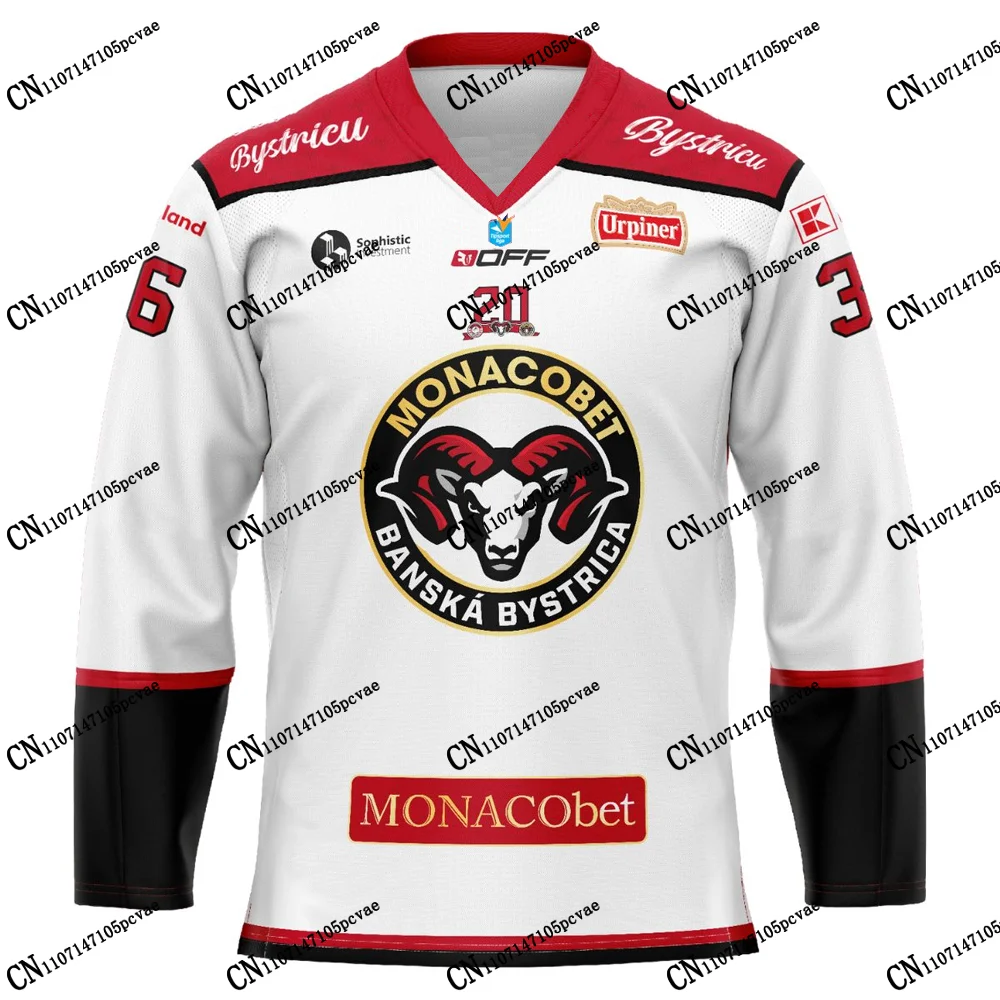 Slovénie 2026-27 Nouvelle Arrivée HC MONACObet Banská Bystrica Maillot de Hockey Domicile Extérieur Impression 3D T-Shirt Manches Longues Adulte Enfant Unisexe