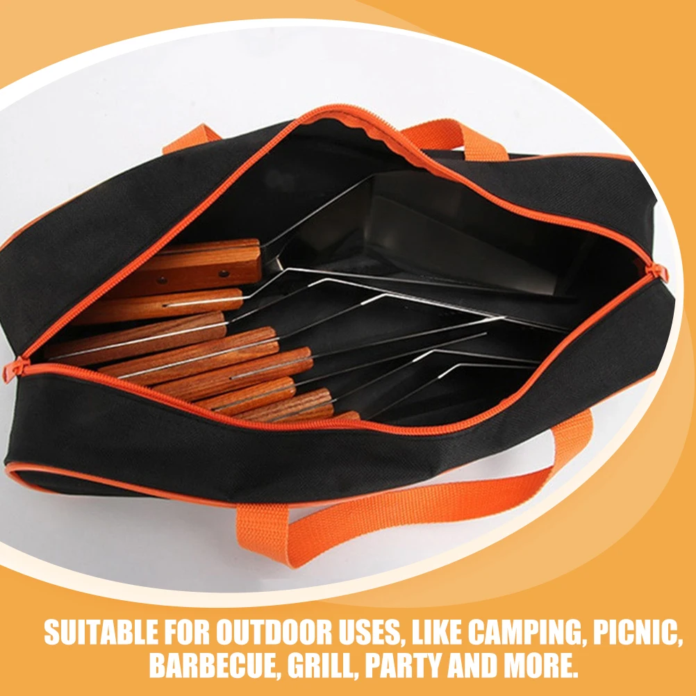 

2pcs Outdoor Barbecue Tool Bag Storage Holder For Grilling Accessories Camping Picnic Bbq Utensils Container Large Capacity