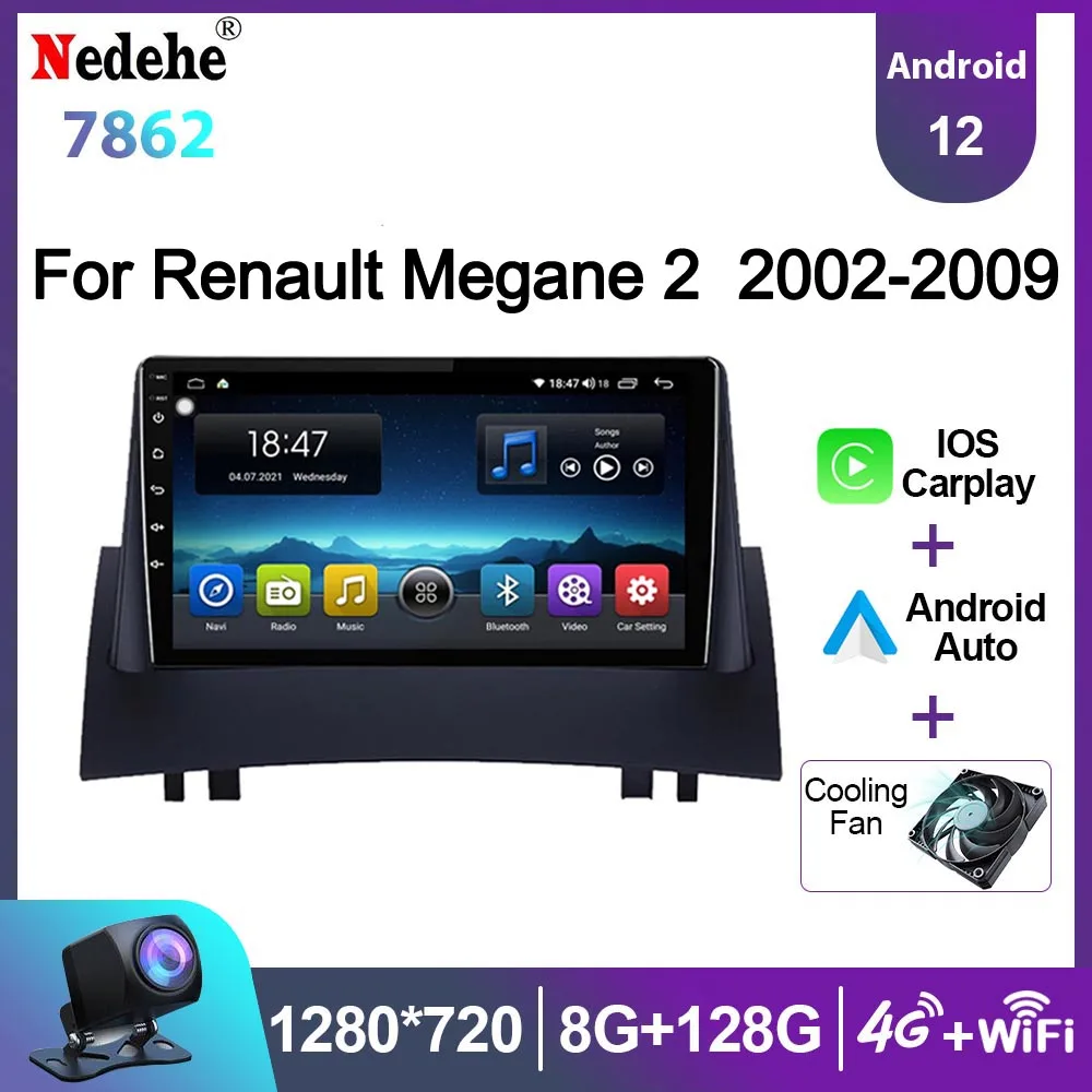 

Car Radio Stereo Android 12 For Renault Megane 2 2002-2009 Multimedia Video Player Auto Audio GPS Navigation Head Unit Carplay