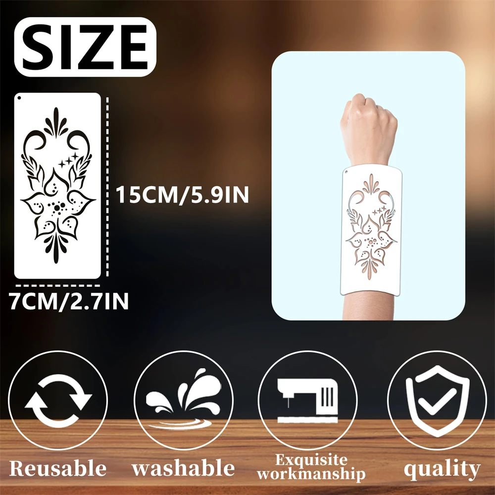 6PCS Body Paint Stencils for Adults XL Reusable Carnival Templates 7x15cm Halloween/Cosplay DIY Eco-Plastic Washable Stencils