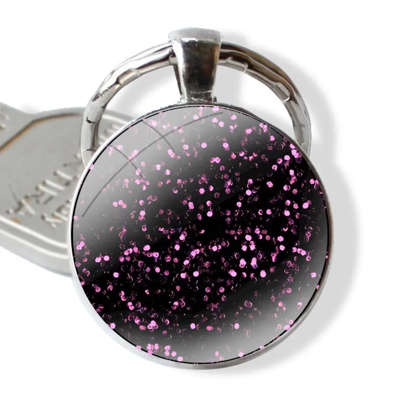 Starlight blazed art Keychain Handmade Glass Cabochon Key Ring Holder Pendant Key Chains