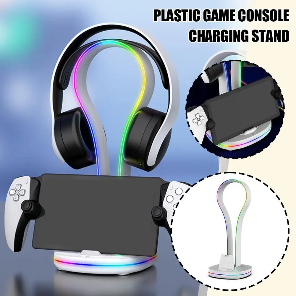 For PS5 Portal Handheld Phone Magnetic Contact Charging Base With Colorful RGB Light For PlayStation5 Portal Dock Charging Stand