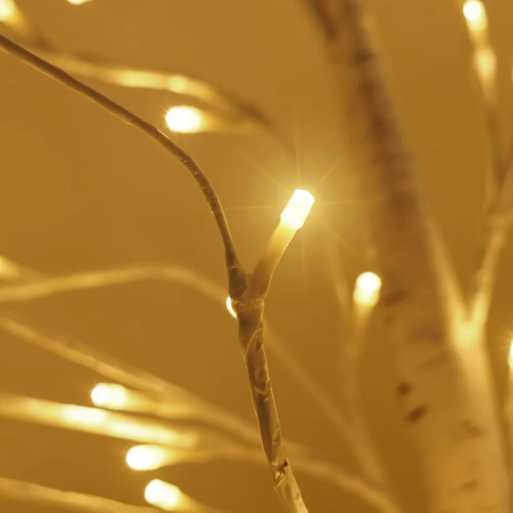 Illuminated Birch Christmas Tree with 144 LED Warm White Lights, 8 Lighting Modes for Festive Decor Indoor/Outdoor