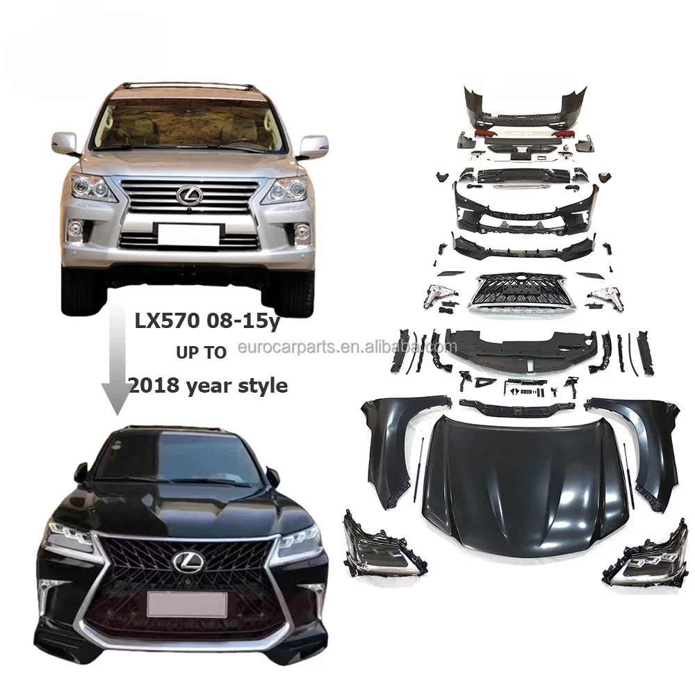 Old To New Body Kit For Lx570 2008-2015 Year To 2018 Year With Lx600 Style Rear Bumper Car Accessories Car Bumpers Light Hood