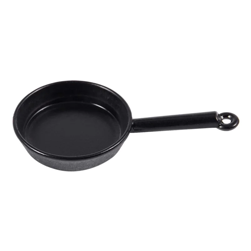 ODIES-1/12 مقياس 6 قطعة دمية مصغرة مقالي معدنية وعاء الطبخ تجهيزات المطابخ ملحقات المطبخ الأسود