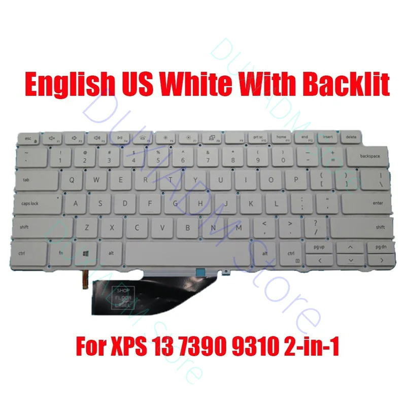 

Laptop Keyboard For DELL XPS 13 7390 9310 2-in-1 English US White With Backlit