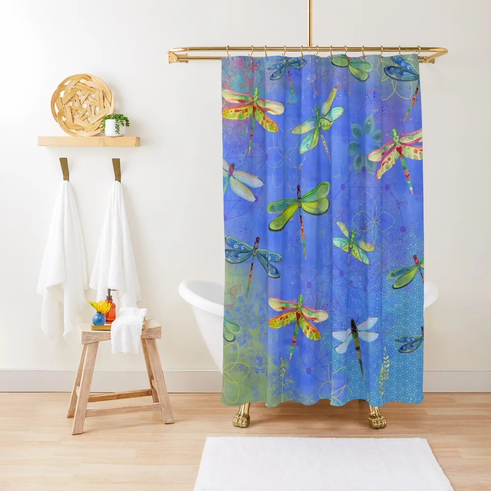 

Dragonfly Boho Watercolor Shower Curtain For The Bathroom Washable Waterproof Fabric Shower Waterproof Shower Curtain