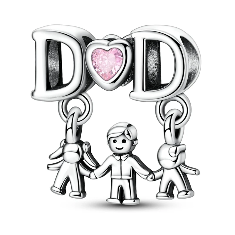 New 925 Sterling Silver Parent Child Holding Hands Charms Beads For Women Fit Original Bracelet DIY Father's Day Jewelry Gift