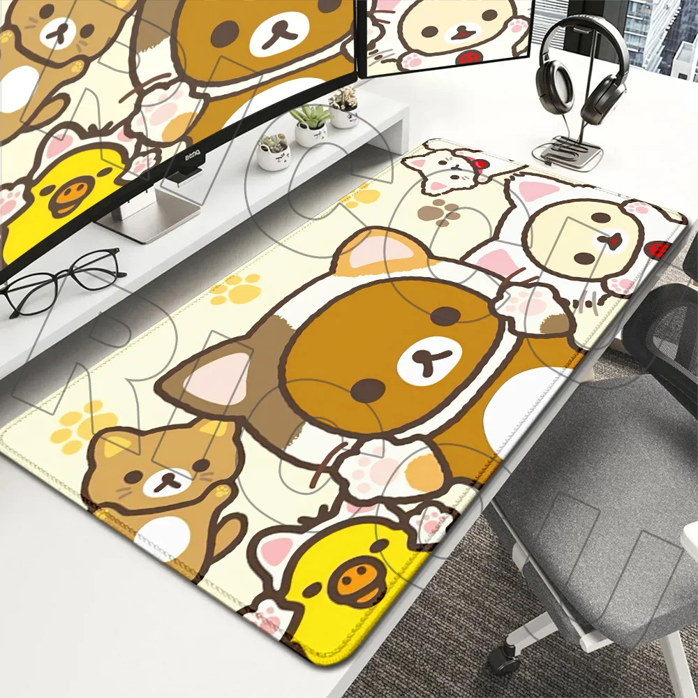 

Cartoon Anime Kawaii Rilakkuma Office Mat Carpet Cute Mousepad Large Anti-Slip Mouse Pad Desk Mat Laptop Gaming​ Keyboard XXL