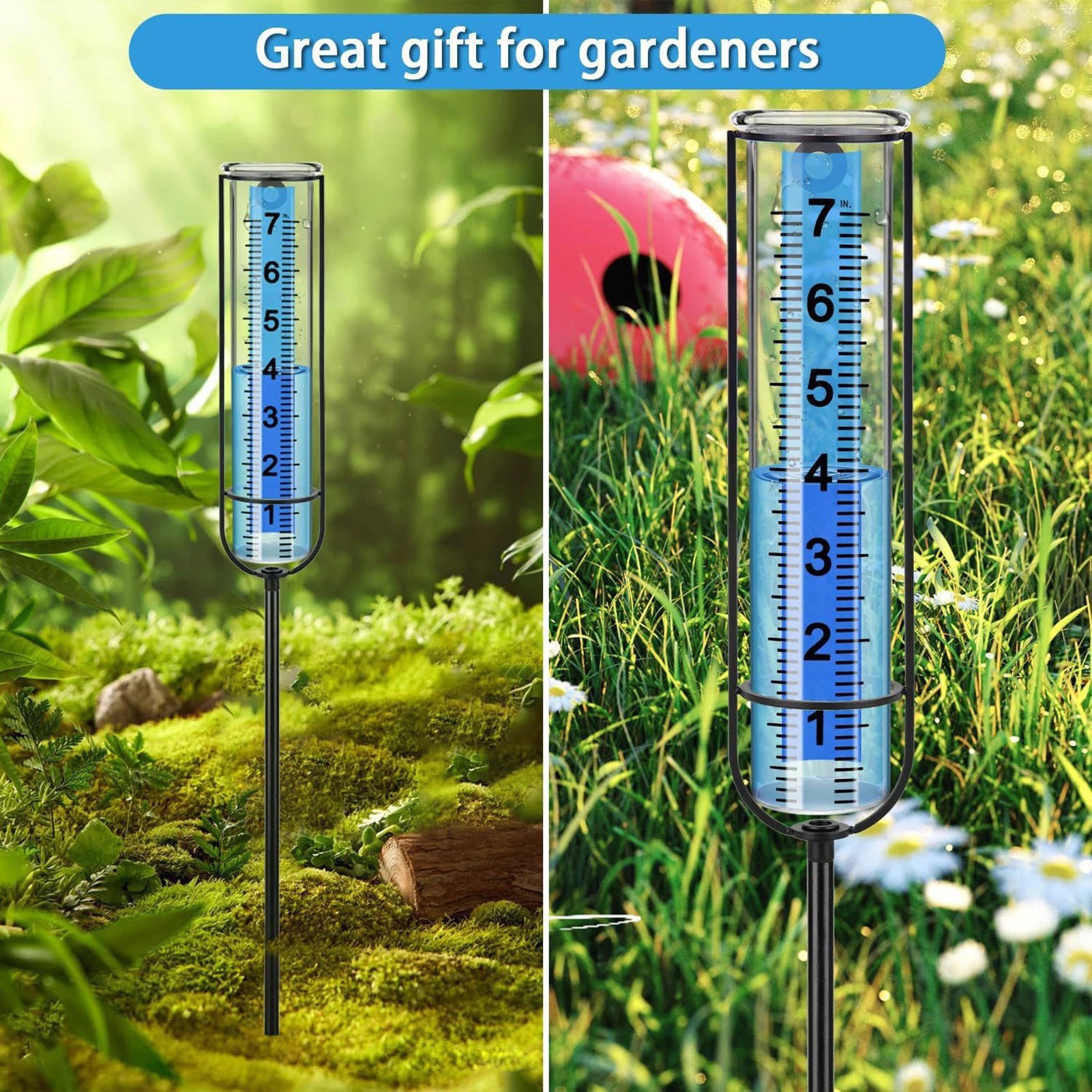 

Portable Rain Gauge Rain Measuring Tool with Large Numbers for Garden Deck and Lawn Use