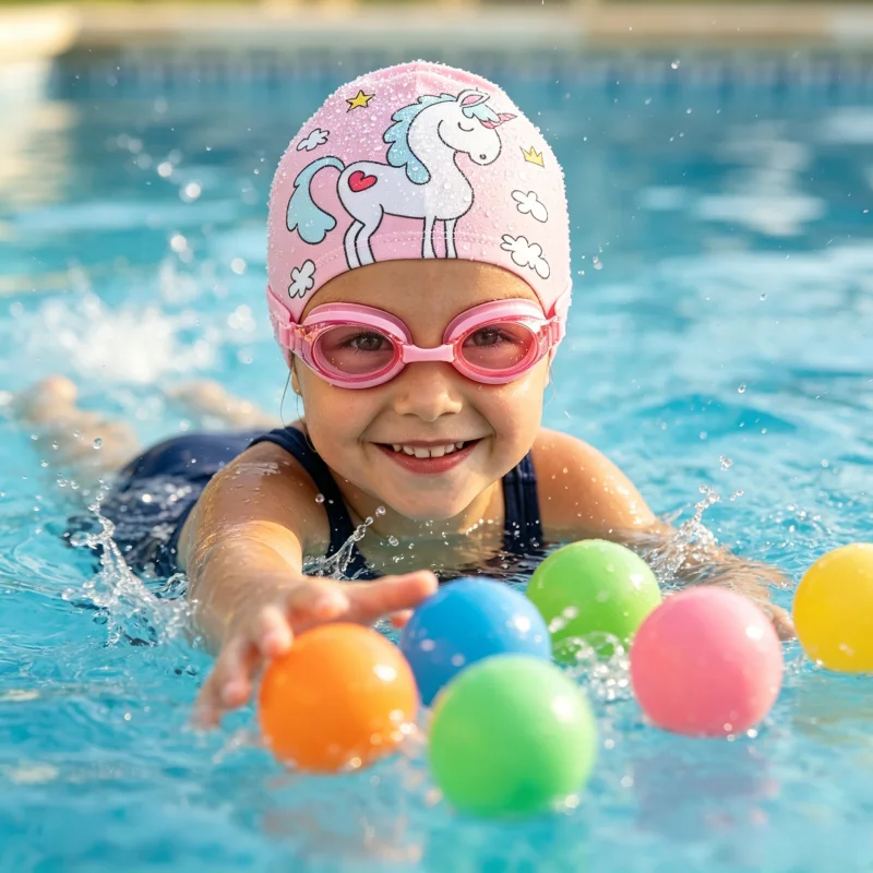 Children Cartoon Swimming Cap Kids Elastic Fabric Swiming Pool Water Sport Protect Ears Hat Swim Bathing Hats Caps Boys Girls