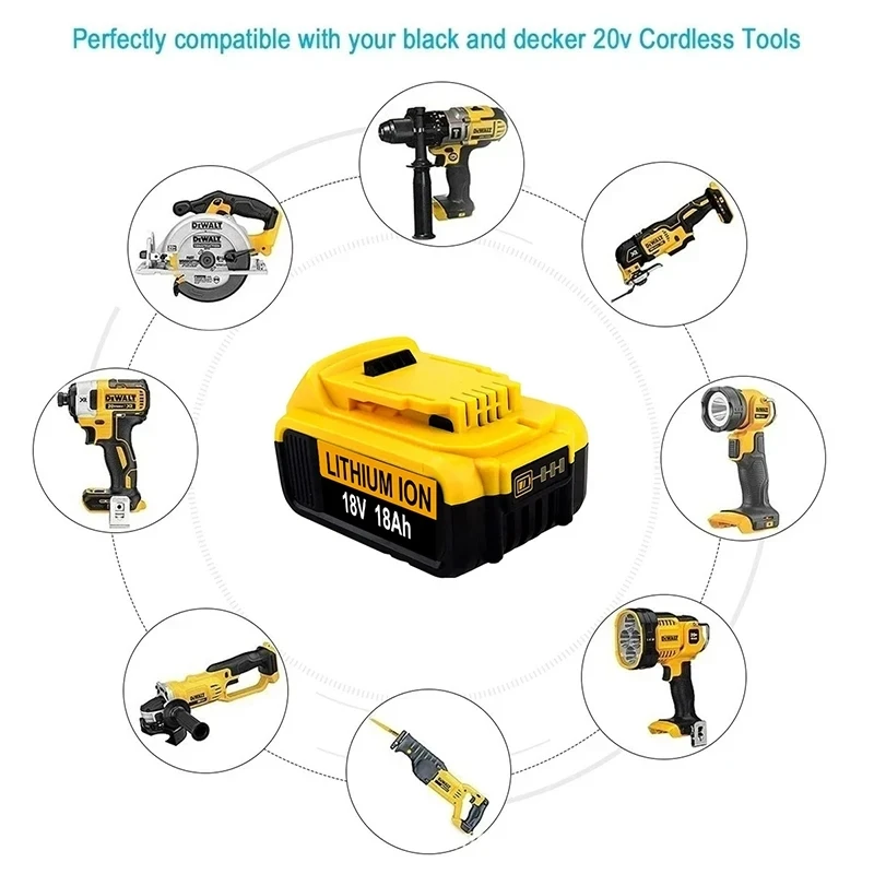 Imagem -06 - Bateria de Substituição Recarregável para Dewalt Ferramenta Elétrica 20v 18.0ah Dcb200 Dcb206 Dcb207 Dcb204