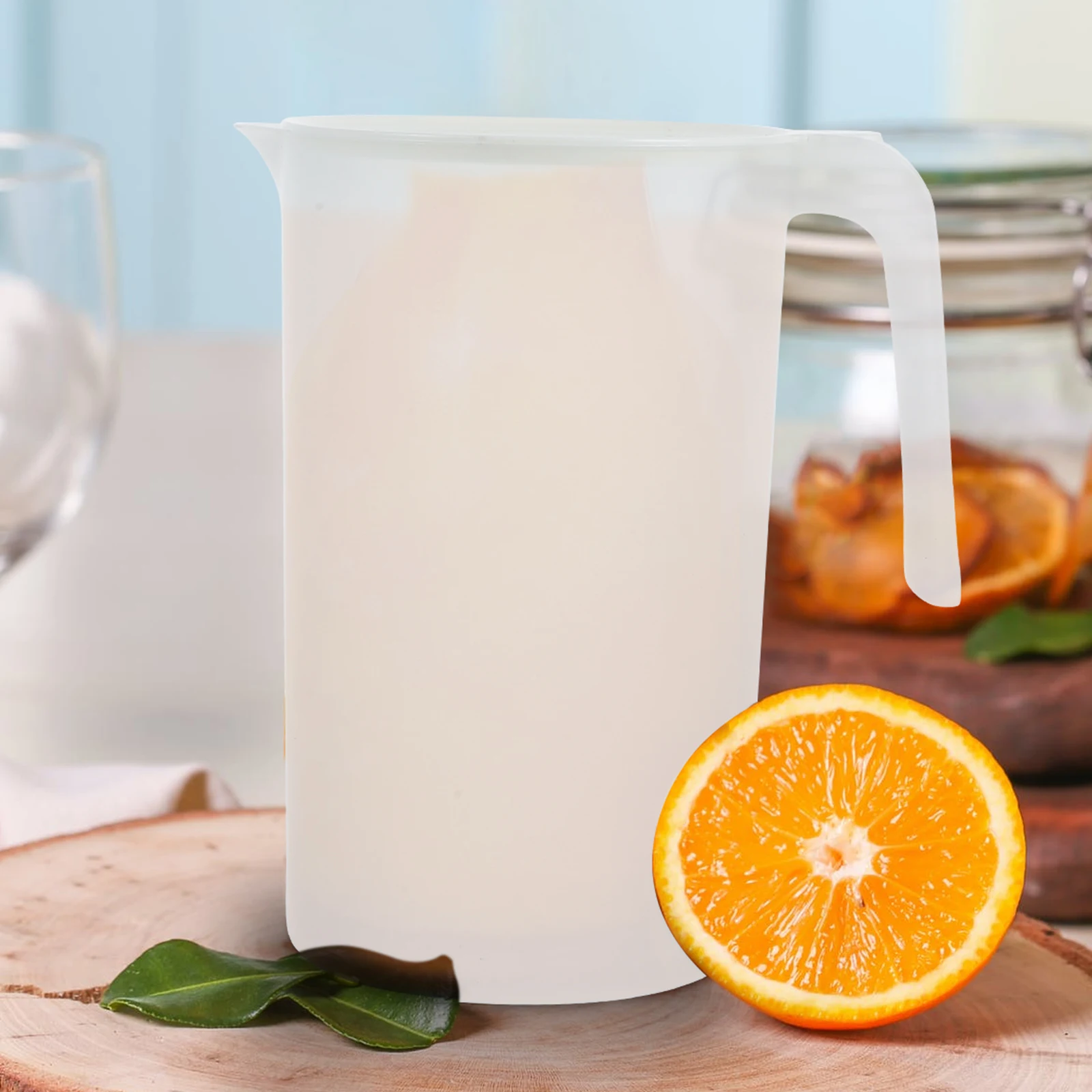 

1Pcs 2000ml Plastic Water Kettle Heat Resistant Cold Water Jug Juice Pot Anti Explosion Handle Beige Plastic Kettle