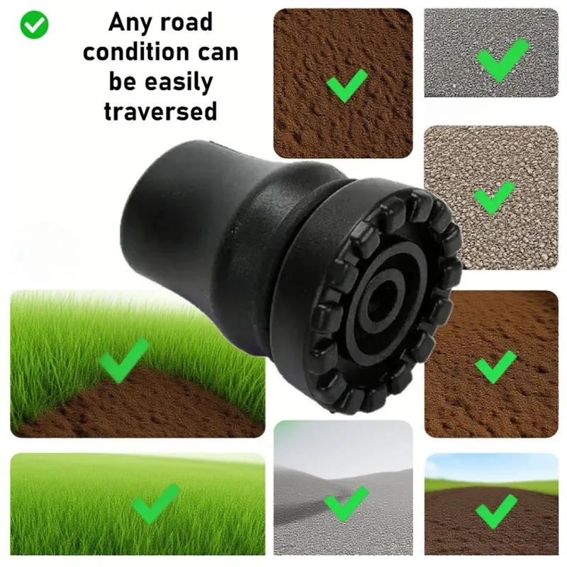 Rubber Pad Cap Non-Slip Walking Stick Crutch Cane Bottom Pads Cover Protector Climbing Hiking Trekking Pole Tip Black