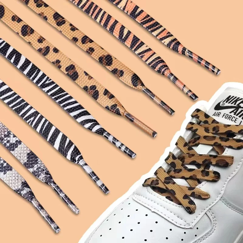 NEW Newest Classic Leopard Print Shoelaces Animal Patten Sneakers Canvas Shoe Lace Flat Leopard Zebra Tiger Snake Shoelaces