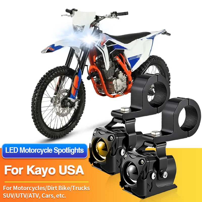 

1/2PCS Universal Motorcycles Headlight LED Fog Light 2-Color Spotlights 12V for Kayo USA JACKAL 200 PAK200-1/K2/K4/K6-EFI/K6-R