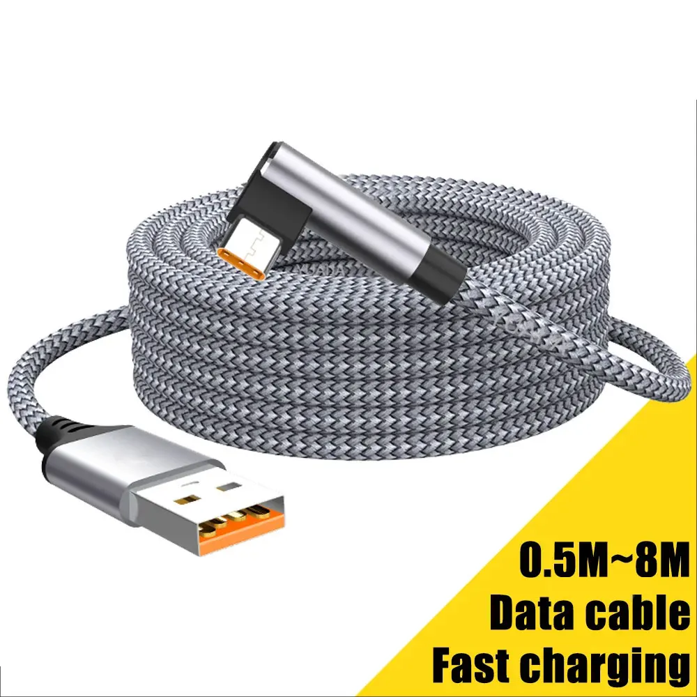 6A USB C Elbow Type C Fast Charge Cable 3m 5m Phone Extend Charging Cable for Samsung Huawei Xiaomi Oppo OnePlus VR Camera