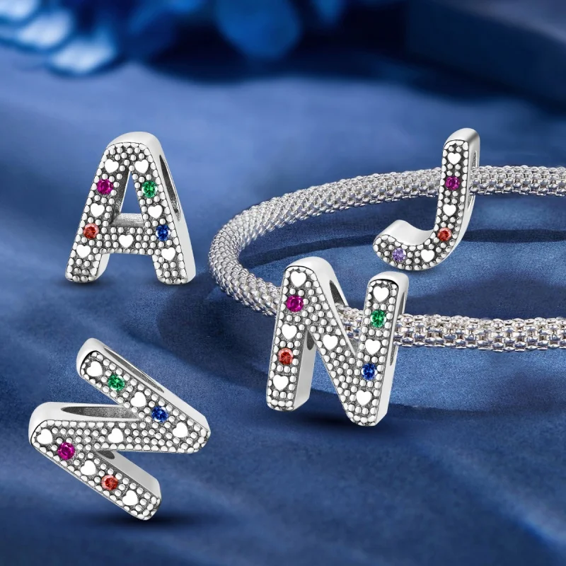 925 Sterling Silver English Letter Charms Beads Fit Original Pan DIY Bracelets Making Gift Of High Quality Fine Jewelry