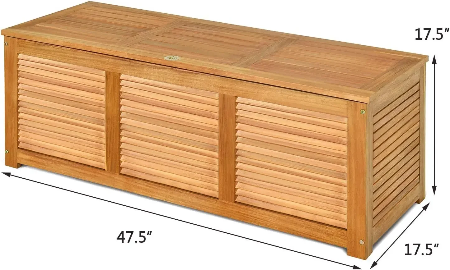 47 Gallon Acacia Wood Deck Box, Garden Backyard Storage Bench, Outdoor Storage Container for Patio Furniture Cushions