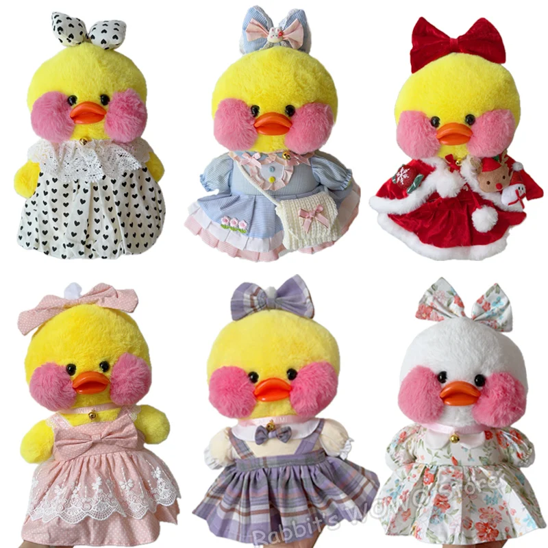 30cm Lalafanfan Clothes Yellow Duck Accessories Soft Toy Duck Clothing Set Cartoon Stuffed Dolls Fluffy Duck Plush Doll Outfit