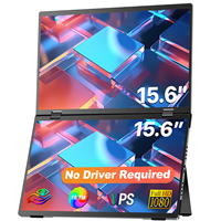 EVICIV Stacked Portable Monitor 15.6 Inch Dual Foldable Travel Display 1080P 100% sRGB USB-C HDMI Triple Laptop Screen Extender