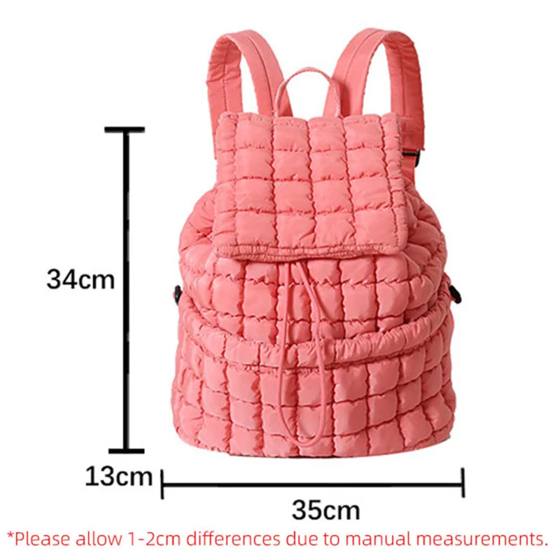 Sac à dos à carreaux moelleux pour femme, sac en duvet matelassé, grande capacité, sacs de voyage, mode commune, sacs piedmont, packs légers et souples, automne et hiver