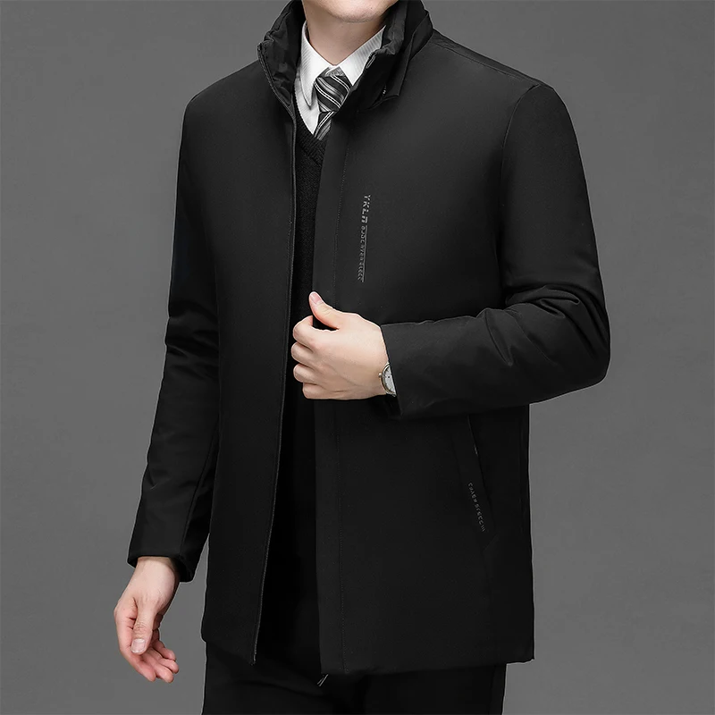 

Winter Warm Clothes Windproof Parkas Jacket Men Casual Loose Thicken Mens Parkas Solid Color Stand Collar Snow Camping Outerwear