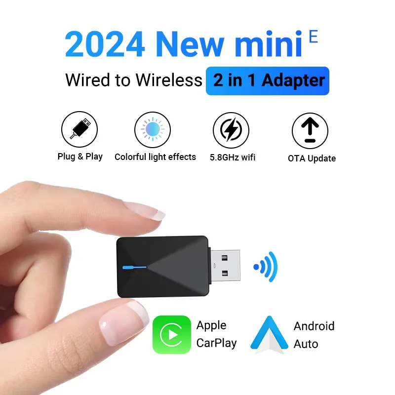 NEW Mini 2in1 Wireless CarPlay&Android Auto Wireless Adapter Smart Mini Box Dongle Bluetooth WiFi Fast Connect Plug And Play Box