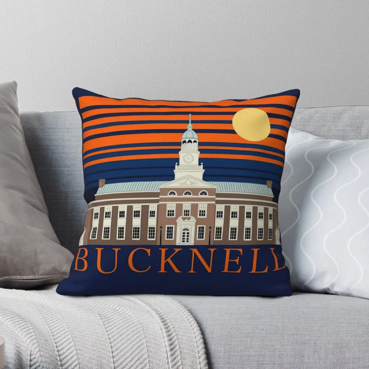 Bucknell Sunset Square Pillowcase Polyester Linen Velvet Creative Zip Decor Sofa Cushion Cover Wholesale