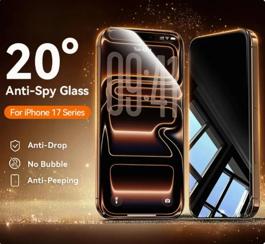 

2PCS Anti-Spy Glass For iPhone 17 Pro Max Privacy Screen Protector Glass For iPhone Air/17/17 Pro Tempered Glass Film