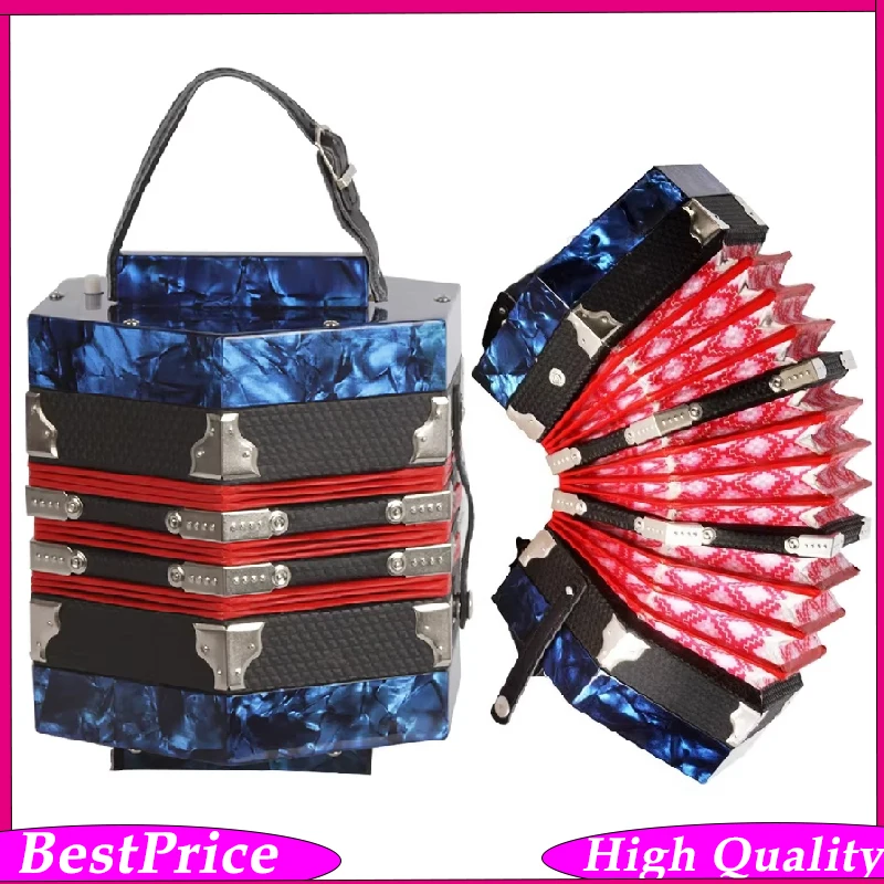 Concertina Accordion 20-Button 40-Reed With Carrying Bag And Adjustable Hand Strap Hexagon Accordion Keyboard instrument