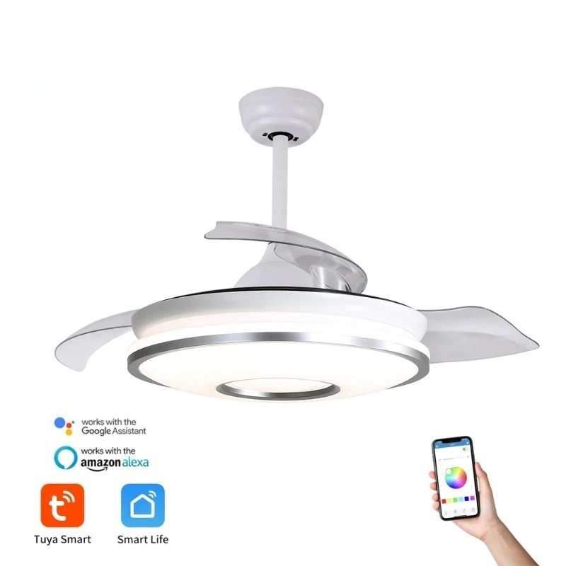 Hot-selling 42-inch remote control retractable folding blade ceiling fan with light
