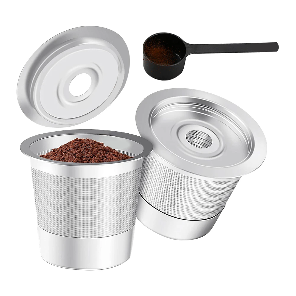 

2pcs Stainless Steel Reusable K Cups For Keurig with Lids Coffee Pods Mesh Anti-rust Coffee Pod Filter