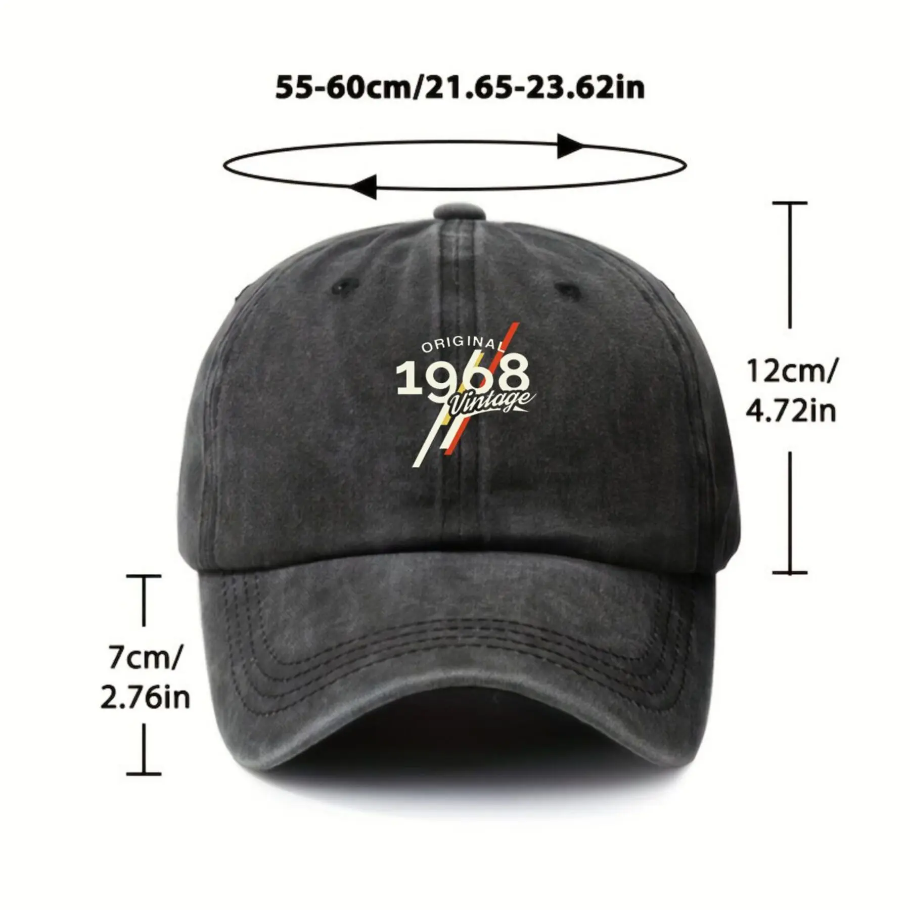 1968  Swagger Vintage Date Text Graphic Fashion Baseball Cap, Washed Texture Sports Sun Hat, Unisex 2026 New Casual Versatile So