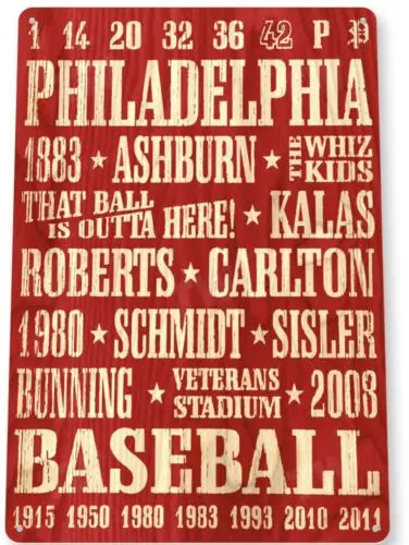 TIN SIGN Philadelphia Baseball Phillies Metal Décor Store Card Shop Baseball-Aluminum