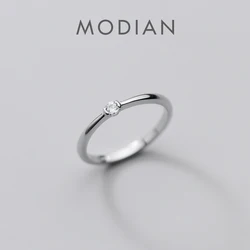 Modian Classic Tiny Shiny Zircon Stackable Slim Ring for Women Authentic 925 Sterling Silver Simple Ring Fine Jewelry 2020 New