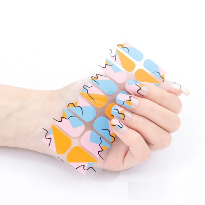 16 dicas adesivos de esmalte de unhas cobertura completa adesivo envoltórios de unhas diy decalques de salão de beleza decorações de unhas manicure slider