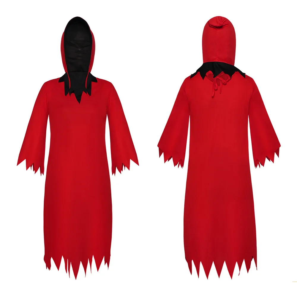 

Death Demon Cosplay Costume Full Sets Red Jumpsuits Cloak Uniforms Suits for Adult Halloween Carnival Party Clothes Roleplaing