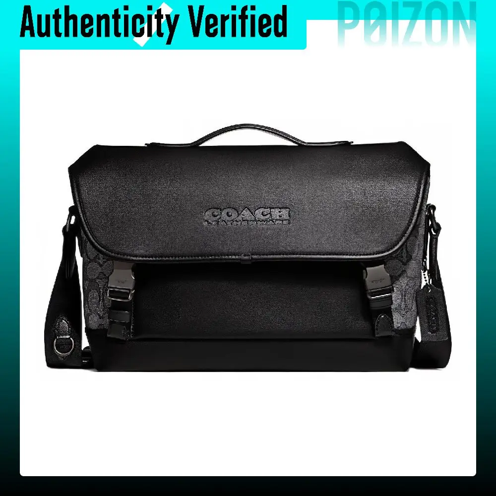 COACH League Cow Leather With Fabric Crossbody Bags Large Women's Black CC072-MI5