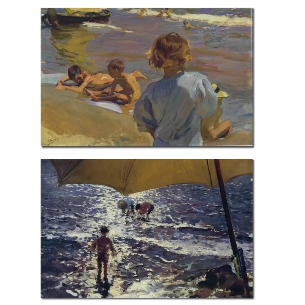 

Рисунок для детей, пляжная Валенсия, светящаяся картина на масле, холст Хоакин Соролла Y Bastida, произведения искусства ручной работы для декора спальни