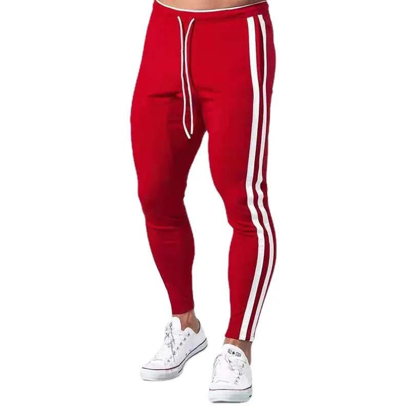 New Joggers Men Striped Sweatpants Casual Long Pants Men Fitness Running Workout Track Trousers K83T