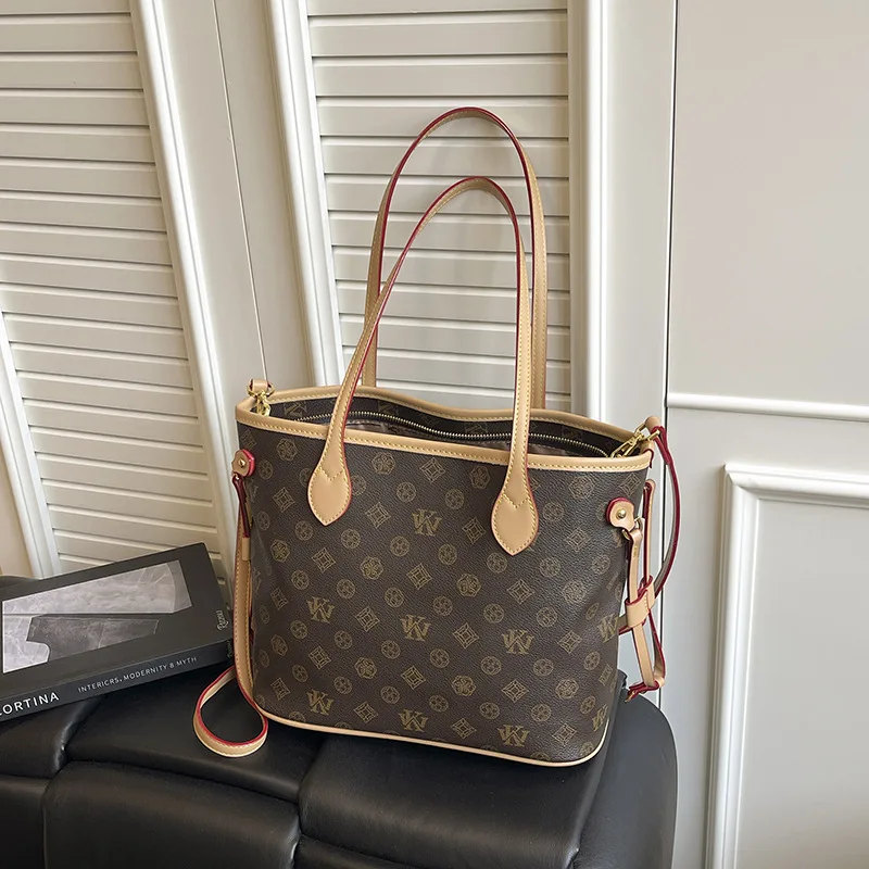 

Роскошная большая сумка с принтом 2024, просторная женская сумочка подмышками, винтажная пригородная сумка через плечо, минималистичная сумка «день-ночь», текстурированная