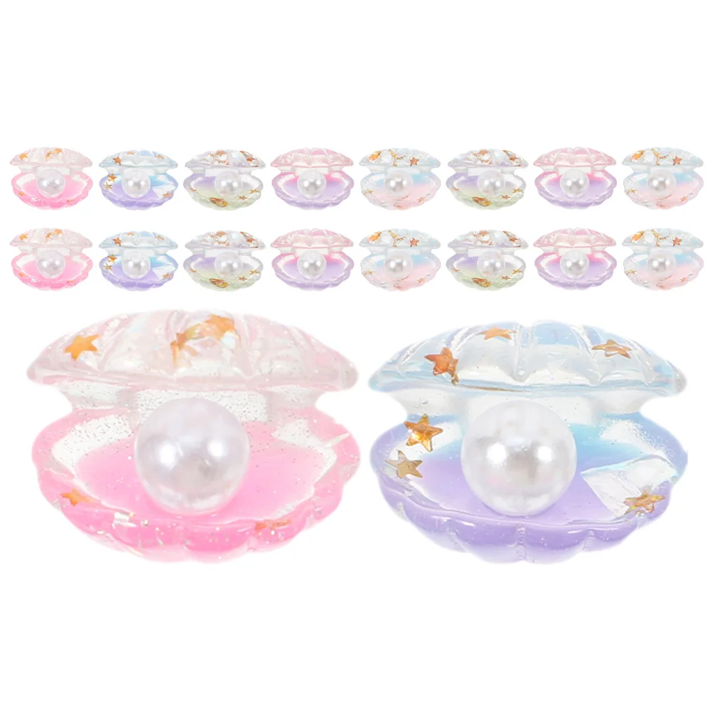 

25Pcs Glow in Dark Luminous Resin Shell Charms Mini Pearlescent Seashells DIY Landscape Dollhouse Crafts Resin Charms Flat Back